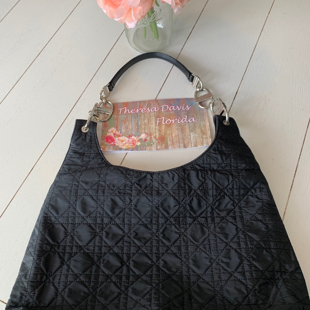 Authentic  CHRISTIAN DIOR Lady Cannage  Quilted Hobo Shoulder Bag